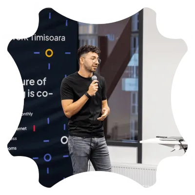 Speaker presenting at a Google for Startups event in Timisoara