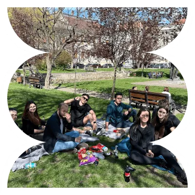 Team having a picnic in the park
